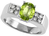 Tommaso Design™ Oval 8x6 mm Genuine Peridot and Diamond Ring