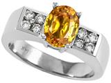 Tommaso Design™ Oval 8x6 mm Genuine Citrine and Diamond Ring