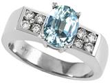 Tommaso Design™ Genuine Aquamarine and Diamond Ring
