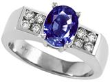 Tommaso Design™ Oval 8x6 mm Genuine Iolite and Diamond Ring