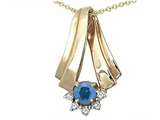 Tommaso Design™ Round 4.5mm Genuine Sapphire and Diamond Pendant
