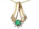 Tommaso Design™ Round 4.5mm Genuine Emerald and Diamond Pendant