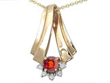 Tommaso Design™ Round 4.5mm Genuine Garnet and Diamond Pendant