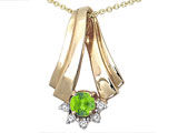 Tommaso Design™ Round 4.5mm Genuine Peridot and Diamond Pendant