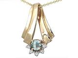Tommaso Design™ Round 4.5mm Genuine Aquamarine and Diamond Pendant