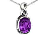 Tommaso Design™ Oval 9x7mm Genuine Amethyst Pendant