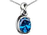 Tommaso Design™ Oval 9x7mm Genuine Blue Topaz Pendant