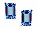 Tommaso Design™ Emerald Cut 8x6mm Genuine Blue Topaz Earrings