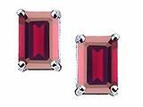 Tommaso Design™ Emerald Cut 8x6mm Genuine Garnet Earrings