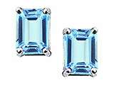 Tommaso Design™ Emerald Cut 8x6mm Genuine Aquamarine Earrings