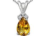 Tommaso Design™ Pear Shape 8x6mm Genuine Citrine and Diamond Pendant
