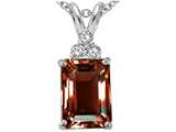 Tommaso Design™ Emerald Cut 8x6mm Genuine Garnet and Diamond Pendant