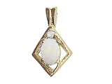 Tommaso Design™ Oval 6x4mm Genuine Opal and Diamond Pendant