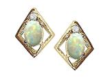 Tommaso Design™ Oval 6x4mm Genuine Opal and Diamond Earrings