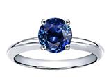 Tommaso Design™ Round 5mm Genuine Blue Sapphire Solitaire Engagement Ring