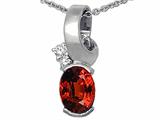 Tommaso Design™ Oval 8x6 mm Genuine Garnet and Diamond Pendant