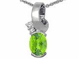 Tommaso Design™ Oval 8x6 mm Genuine Peridot and Diamond Pendant