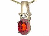 Tommaso Design™ Oval 8x6 mm Genuine Garnet and Diamond Pendant