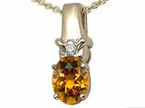 Tommaso Design™ Oval 8x6 mm Genuine Citrine and Diamond Pendant