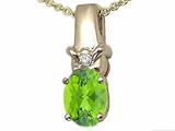 Tommaso Design™ Oval 8x6 mm Genuine Peridot and Diamond Pendant