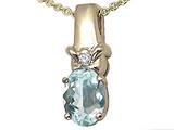 Tommaso Design™ Oval 8x6 mm Genuine Aquamarine and Diamond Pendant
