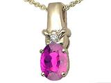 Tommaso Design™ Oval 8x6 mm Genuine Pink Tourmaline and Diamond Pendant