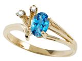 Tommaso Design™ Oval 6x4mm Genuine Blue Topaz and Diamond Ring