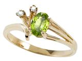 Tommaso Design™ Oval 6x4mm Genuine Peridot and Diamond Ring