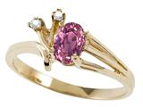 Tommaso Design™ Oval 6x4mm Genuine Pink Tourmaline and Diamond Ring