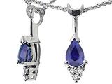 Tommaso Design™ Pear Shape 7x5mm Genuine Sapphire and Diamond Pendant