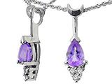 Tommaso Design™ Pear Shape 7x5mm Genuine Tanzanite and Diamond Pendant