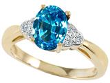 Tommaso Design™ Oval 8x6mm Genuine Blue Topaz and Diamond Ring