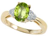Tommaso Design™ Oval 8x6mm Genuine Peridot and Diamond Ring