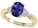 Tommaso Design™ Oval 8x6mm Genuine Iolite and Diamond Ring