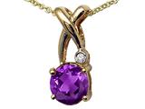 Tommaso Design™ X Shape Designer Inspired Pendant with Diamond and Genuine Checkerboard Cut Amethyst