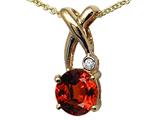 Tommaso Design™ X Shape Designer Inspired Pendant with Diamond and Genuine Checkerboard Cut Garnet