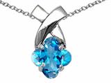 Tommaso Design™ Clover Cut 7mm Genuine Blue Topaz Pendant