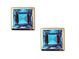 Tommaso Design™ Small Square Cut Genuine Blue Topaz Earrings