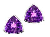 Tommaso Design™ Trillion Cut 6mm Genuine Amethyst Earrings
