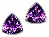 Tommaso Design™ Genuine Trillion Amethyst Earring Studs
