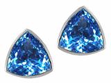 Tommaso Design™ Genuine Trillion Blue Topaz Earring Studs
