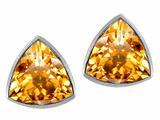Tommaso Design™ Genuine Trillion Citrine Earring Studs