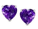 Tommaso Design™ Heart Shape Genuine Amethyst Earring Studs