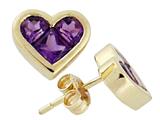 Tommaso Design™ Invisible Set Genuine Amethyst Heart Earring Studs