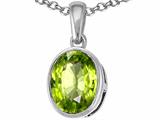 Tommaso Design™ Genuine 9x7mm Oval Checker Board Cut Peridot Pendant