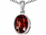 Tommaso Design™ Genuine 9x7mm Oval Checker Board Cut Garnet Pendant