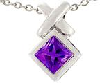 Tommaso Design™ Genuine Square Amethyst Pendant