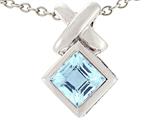 Tommaso Design™ Genuine Square Aquamarine Pendant