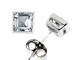 Tommaso Design™ Genuine Small 4mm. Square Cut Light Aquamarine Earrings