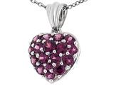 Tommaso Design™ 1inch Puffed Heart with Genuine Rhodolite Garnet Pendant